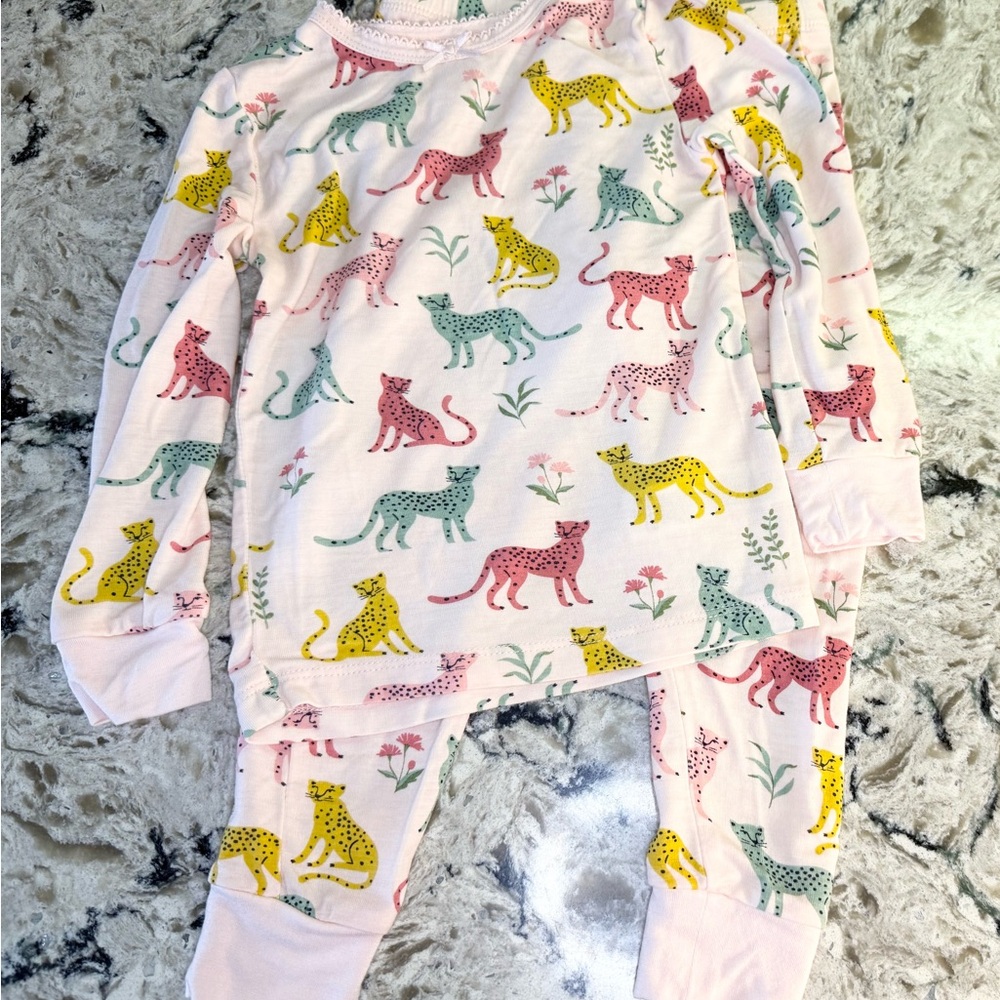 Little Me Pink Pajama Set with Colorful Leopard Print